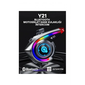 Y21 Rgb Işık Efektli Intercom Bluetooth Motosiklet Kask Kulaklığı Intercom Kulaklık