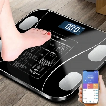 Yağ Ölçer Fonksiyonlu Dijital Baskül Elektronik Tartı Akıllı Bluetooth Lcd Dijital Ekran Ev Vücut (5263)