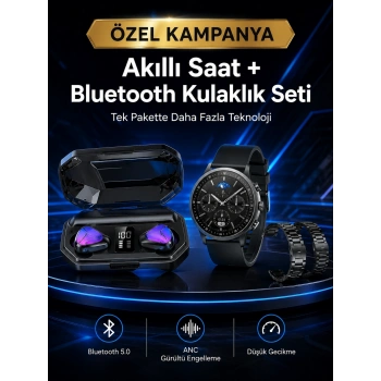 Yeni Nesil Kampanyası Bluetooth Bağlantılı Akıllı Saat Ve Kablosuz Kulaklık Dijital Göstergeli
