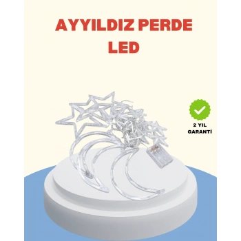 Yıldız Ay Tasarımlı Prizli Perde Led Işık İç Mekan Dekoru