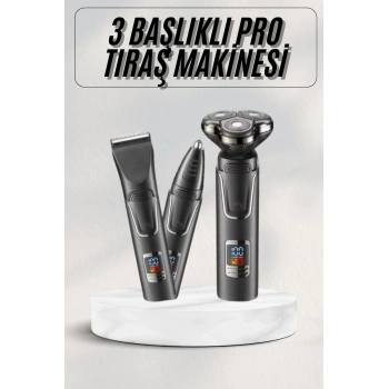 Yüksek Performanslı 3 Başlıklı Profesyonel Şarjlı Islak Ve Kuru Kullanıma Uygun