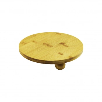 YUVARLAK 24.5CM 3 MİNİ TOP AYAKLI AHŞAP BAMBU SUNUM TEPSİSİ - MİNİ SOFRA (5263)