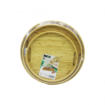 YUVARLAK - 3 BOY BAMBU AHŞAP TEPSİ SETİ 30--35--38CM (5263)