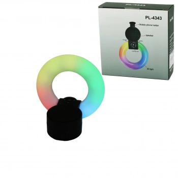 YUVARLAK HALKA - PLASTİK GÖVDE BLUETOOTH WİRELESS MİNİ HOPARLÖR SPEAKER USB ŞARJLI - IŞIKLI TELFON TUTUCU 5W PL-4343 (5263)