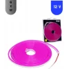 12 Volt 6x12 mm 120 Ledli Esnek Neon Led Pembe Işık 5 metre IP65