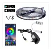 12V 10 Metre Silikonsuz RGB Şerit Led Bluetoothlu Led Kontrol 5A Adaptörlü IP20 Set