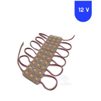 12 Volt 1.5 Watt Mini 3 Lensli Sarı Amber 2835 SMD Led Modül IP65 10 Adet Modül