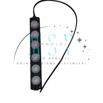 12 Volt 6 Watt 6 Ledli 136x20 mm Animasyonlu Kırmızı - Mavi Çakar Modül 5 Adet