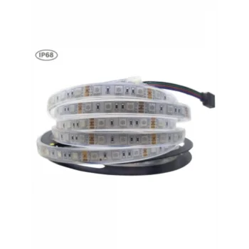 12 Volt 60 Led Silikonlu IP68 RGB 5050 SMD Şerit Led Dış Mekan 5 Metre