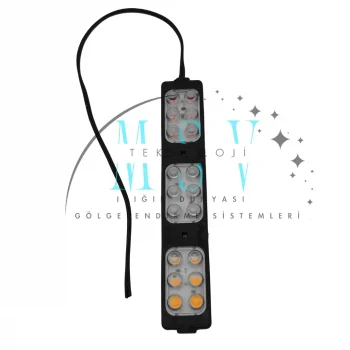 12 Volt 9 Watt 18 Ledli 155x26 mm 3 Renk Animasyonlu Kırmızı - Mavi - Amber Çakar Modül 5 Adet