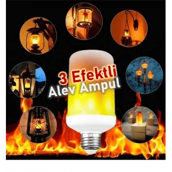 2 Adet 220 Volt 5 Watt Alev Led Ampül 3 Mod Yanma E27 Duy İç Mekan