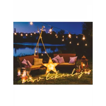 220V 10 Metre Sıralı Seyyar Bahçe Aydınlatması 10 Adet 9W Günışığı Led Ampül 9 Adet E27 Duy Set