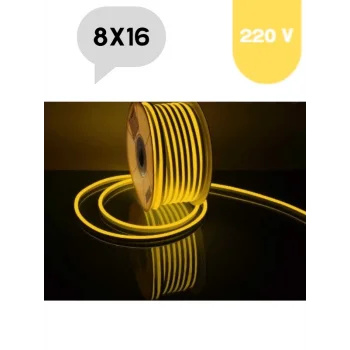 220 Volt 5 Metre Set 8x16 Neon Led Sarı Amber Işık 120 Ledli IP65