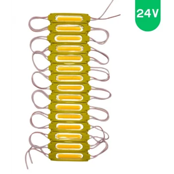 24 volt 2 Watt Sarı - Amber Cob Led Modül IP65 10 Adet Modül