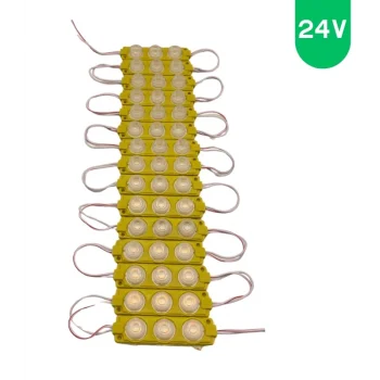 24 Volt 3 Watt 3 Lensli Sarı - Amber 3030 SMD Led Modül IP65 10 Adet Modül