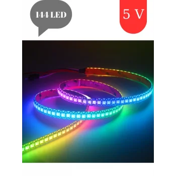 5 Volt 144 Led Animasyonlu ARGB Pixel Magic Kayar Led IP20 İç Mekan 1 Metre Rulo