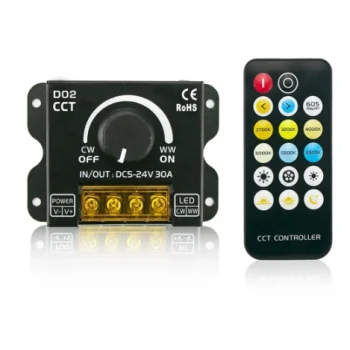 5V - 24V 30A 2 Kanal Çift Renk CCT 17 Tuşlu RF Kumanda ve Manuel Dimmer