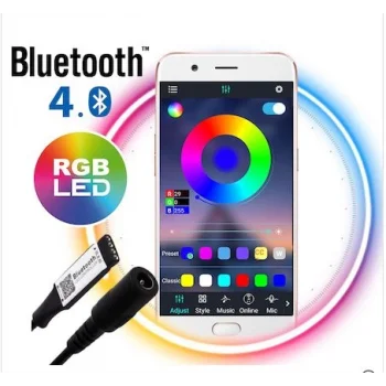 12V 10 Metre Silikonsuz RGB Şerit Led Bluetoothlu Led Kontrol 5A Adaptörlü IP20 Set