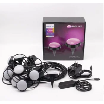 12V 10 Metre Bluetooth Özellikli IP65 Animasyonlu Pixel Led Kazıklı Bahçe Aydınlatması Kutulu Set