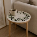 AHŞAP AYAKLI MOZAİK SEHPA ZEYTİN DALI DESENLİ