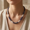 El Yapımı Lapis ve Barok İnci Kolye - 25 cm