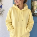 Kadın Sarı İçi Polarlı Kalın Kapüşonlu Oversize Sweatshirt