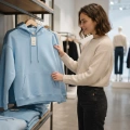 Mavi İçi Polarlı Kalın Kapüşonlu Oversize Sweatshirt