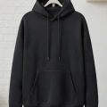 Siyah İçi Polarlı Kalın Kapüşonlu Oversize Sweatshirt