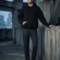 Siyah İçi Polarlı Kalın Kapüşonlu Oversize Sweatshirt