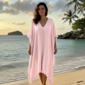 PEMBE MÜSLİN KUMAŞ PLAJ ELBİSESİ