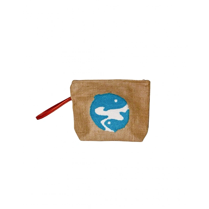 YÜZEN BALIKLAR DESENLİ PUNCH NAKIŞLI EL ÇANTASI