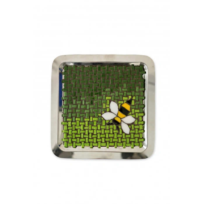 MOZAİK KARE METAL ARI DESENLİ TEPSİ