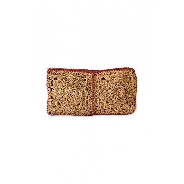 BORDO BİYELİ MOTİFLİ EL ÇANTASI