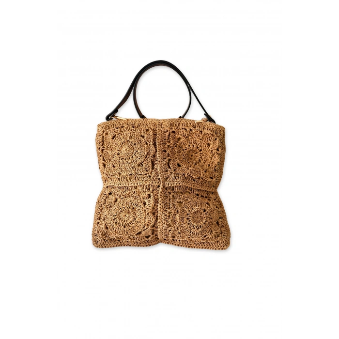 4 MOTİFLİ VEGAN DERİ SAPLI MOTİFLİ OMUZ ÇANTASI