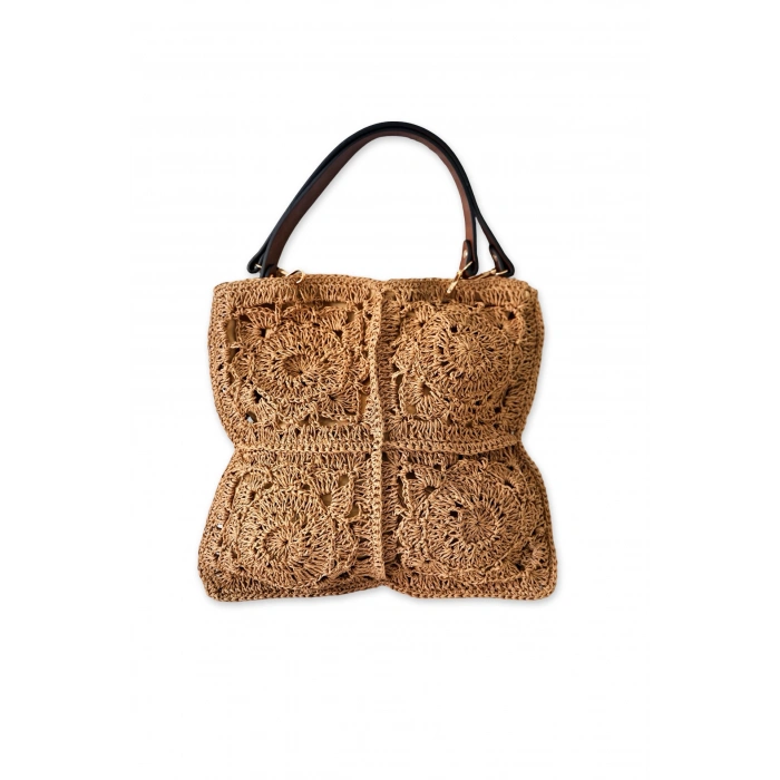 4 MOTİFLİ VEGAN DERİ SAPLI MOTİFLİ OMUZ ÇANTASI