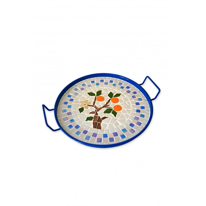 MAVİ KULPLU AĞAÇLI MOZAİK TEPSİ