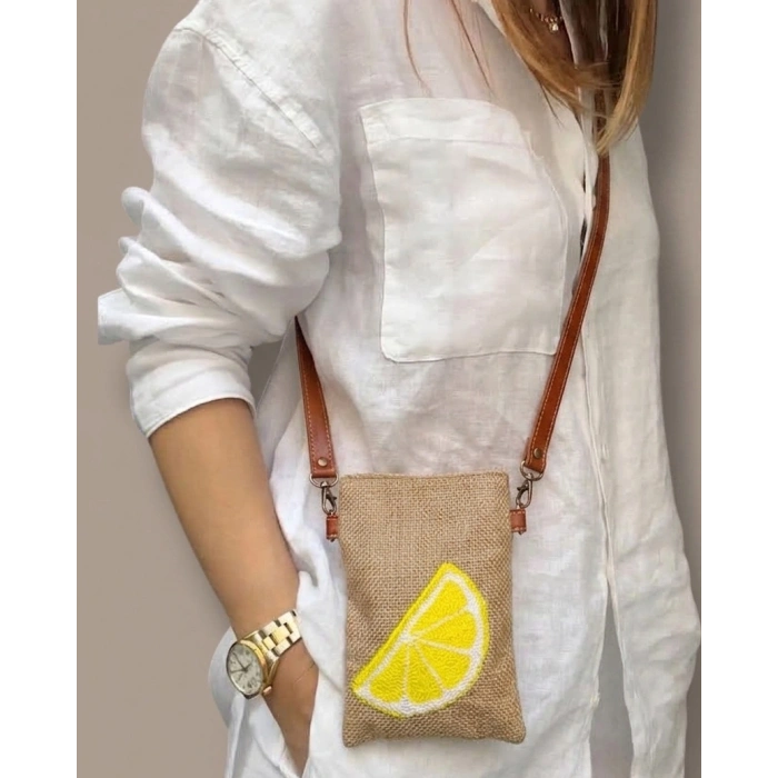 LİMON DESENLİ PUNCH TELEFON ÇANTASI