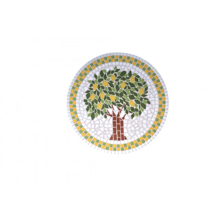 AHŞAP AYAKLI MOZAİK SEHPA LİMON AĞACI DESENLİ