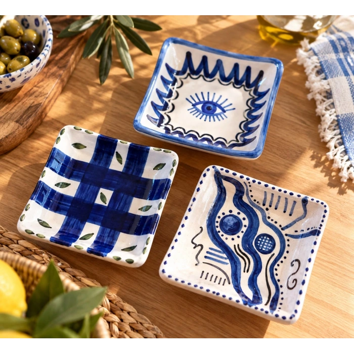 3 lü Seramik Çerezlik Seti 9x9 cm