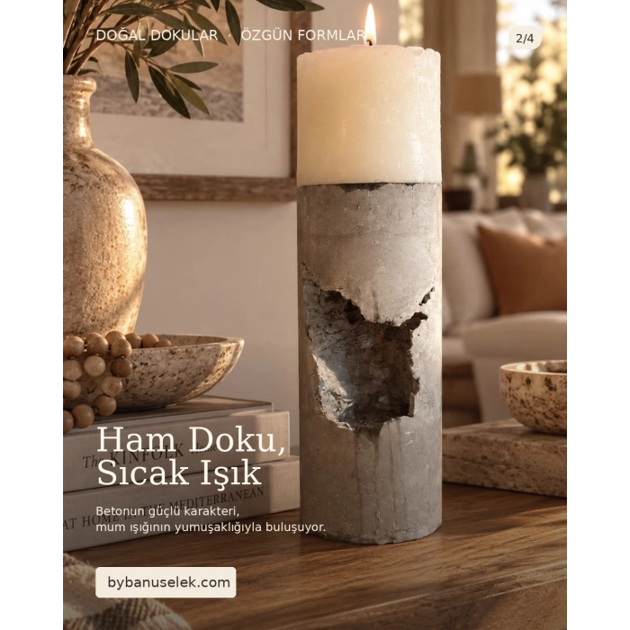 El Yapımı Beton Tabanlı , Rustik Dekoratif Mum