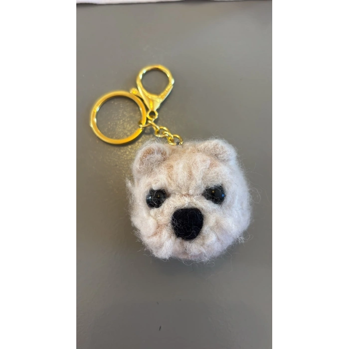 El Yapımı Keçe Köpek Figürlü Anahtarlık