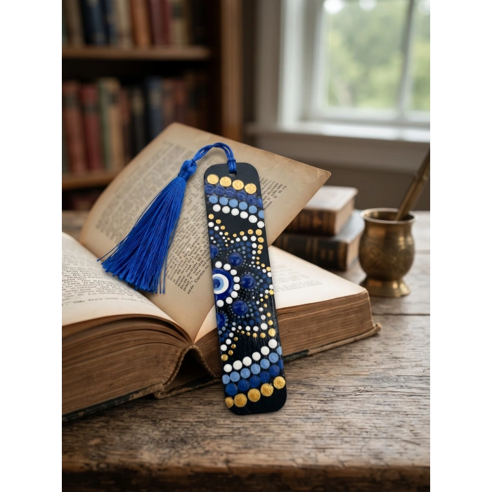 15 cm El Yapımı Mandala Kitap Ayracı | Benzersiz Tasarım Ahşap Kitap Aksesuarı