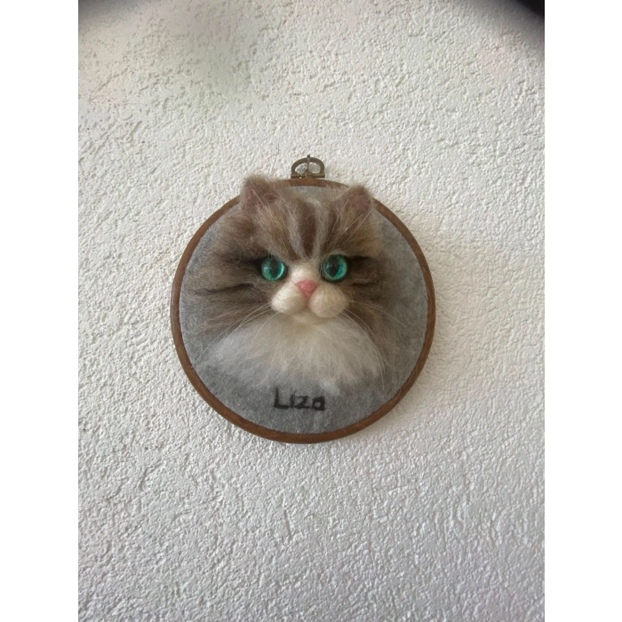 Kişiselleştirilmiş Keçe Kedi Portresi /16 cm