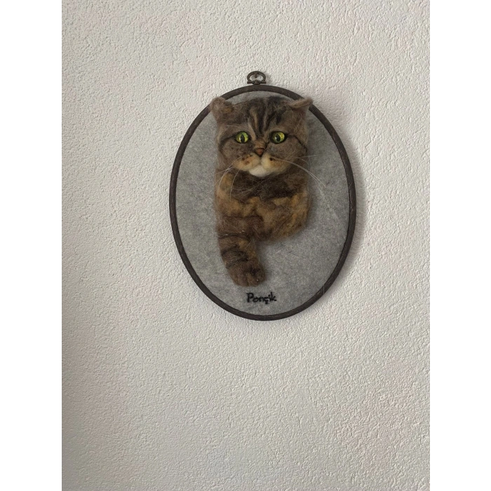 Kişiselleştirilmiş Keçe Kedi Portresi /16 cm