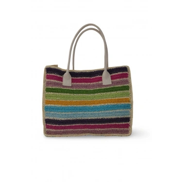 RENKLİ ÇİZGİLİ OMUZ ÇANTASI