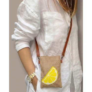 LİMON DESENLİ PUNCH TELEFON ÇANTASI