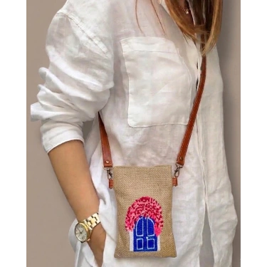 BEGONVİL DESENLİ PUNCH TELEFON ÇANTASI