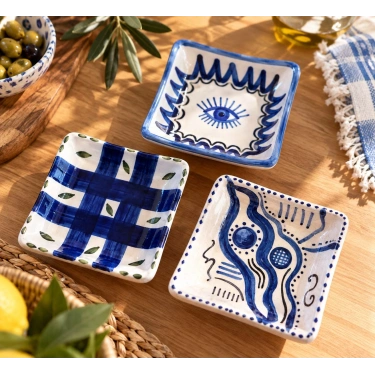 3 lü Seramik Çerezlik Seti 9x9 cm