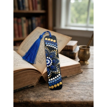 15 cm El Yapımı Mandala Kitap Ayracı | Benzersiz Tasarım Ahşap Kitap Aksesuarı