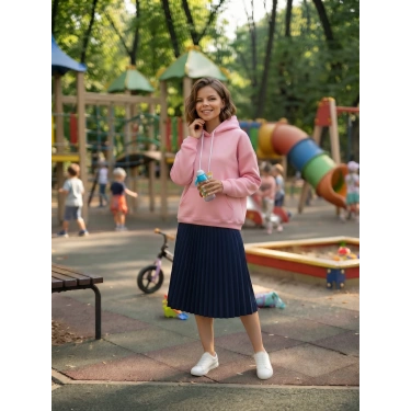Pembe Sarı İçi Polarlı Kalın Kapüşonlu Oversize Sweatshirt